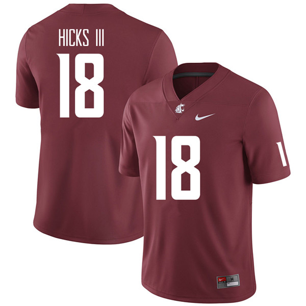 Men #18 George Hicks III Washington State Cougars College Football Jerseys Sale-Crimson - Click Image to Close